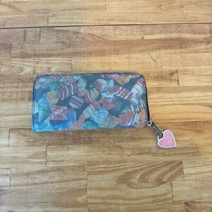 Vintage Dooney & Bourke Candy Printed Embossed Leather Zip Wallet